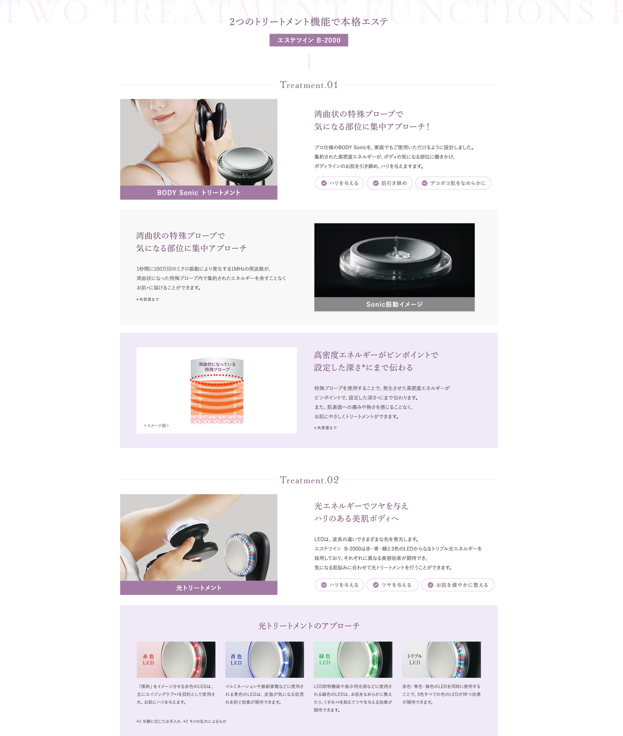 2つのトリートメント機能で本格エステ