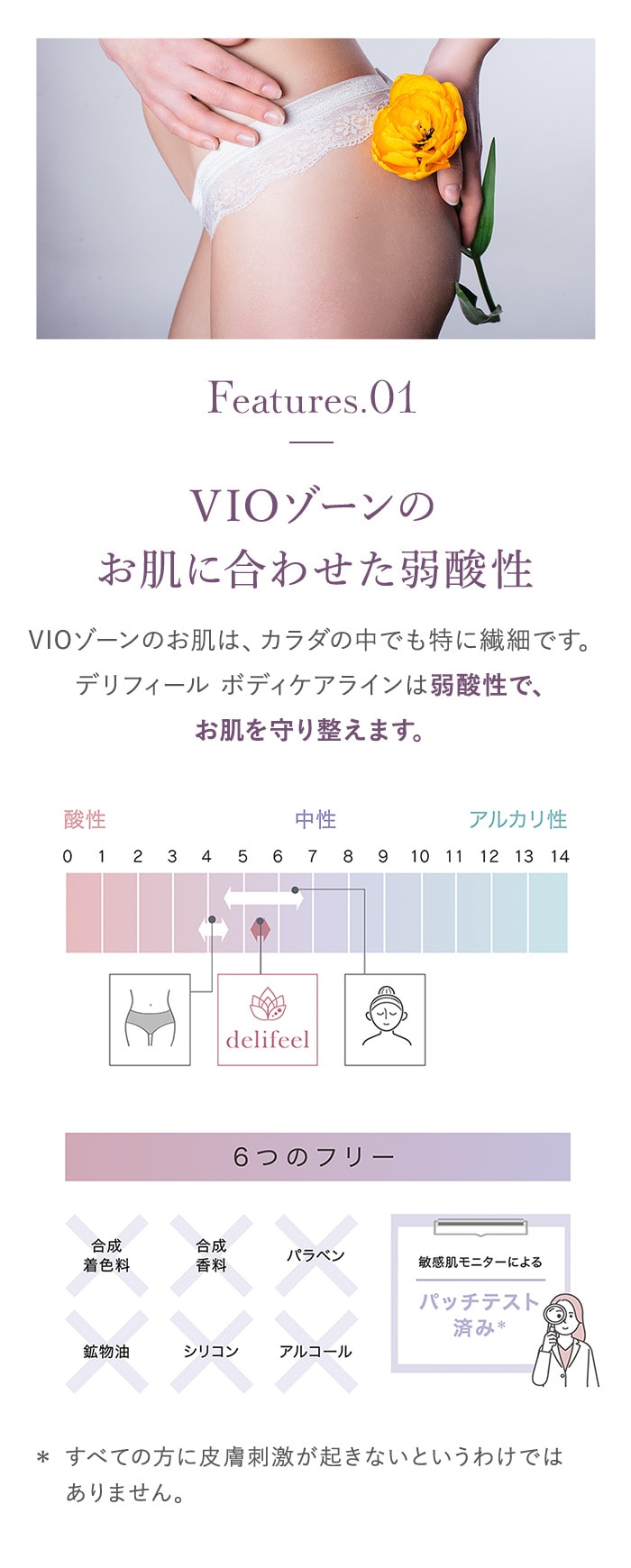 VIOゾーンのお肌に合わせた弱酸性