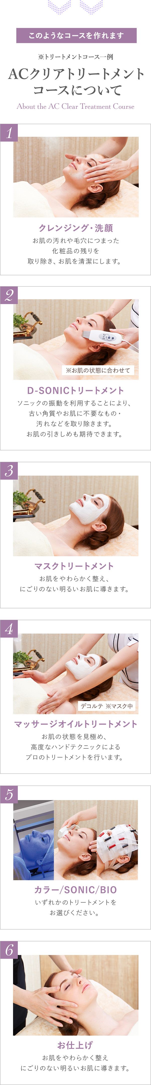 ACクリアトリートメントコースについて※トリートメントコース一例