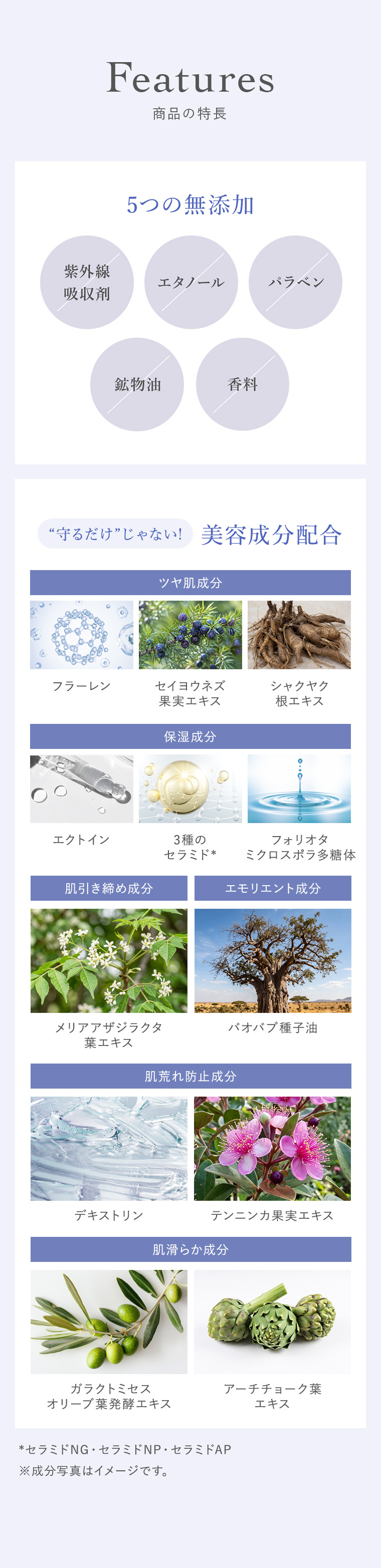 5つの無添加|“守るだけ”じゃない!美容成分配合 